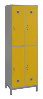 SBS-2222 šatní skříň 4-boxová, 1800x600x400 mm, kovové nohy, korpus šedý, dvířka žlutá odio